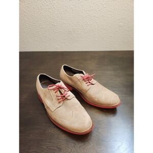 Cole Haan Men's Beige‎ Red Suede Leather Wingtip Oxford Dress Shoes Size 9M